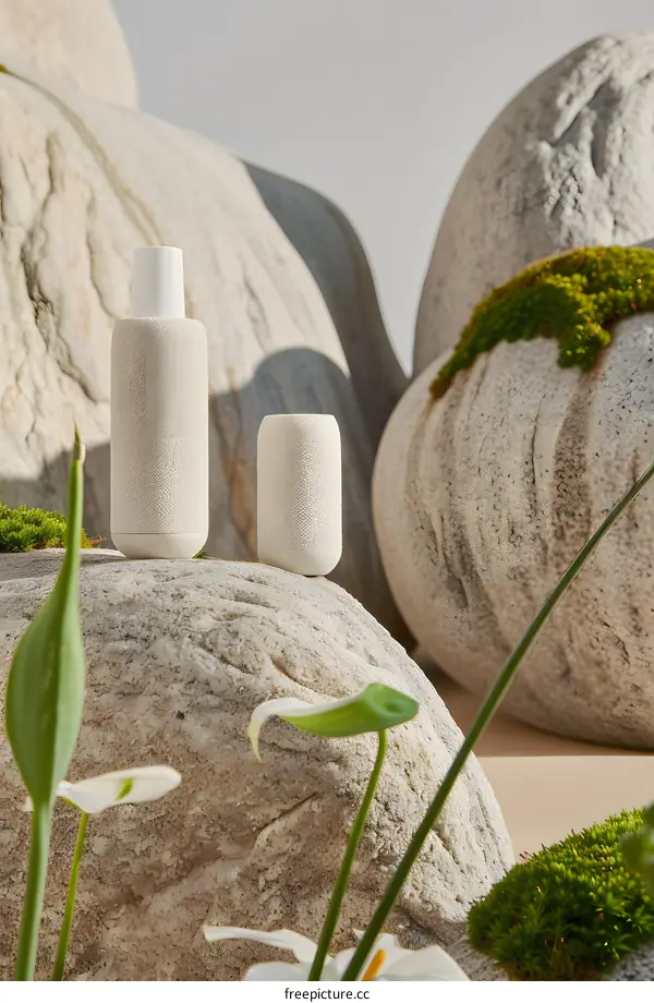 Minimalist Product Photography with Rocks and Plants
