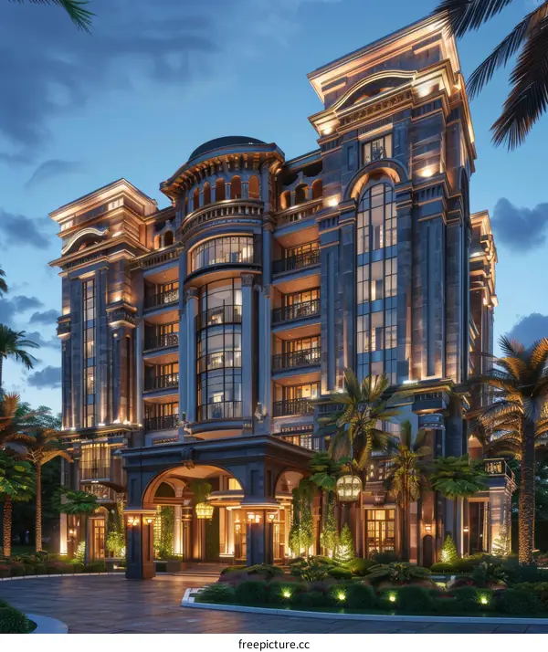 Luxury Architectural Design of a Modern Building at Night