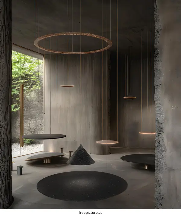 Contemporary Interior Design with Circular and Disk Shaped Lighting
