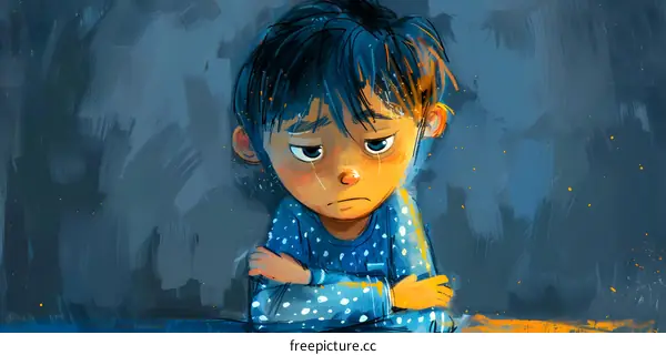 Sad Boy Crying With Arms Crossed