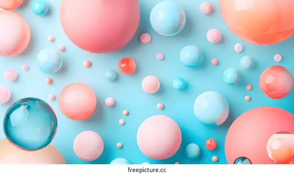 Abstract Blue Pink Colorful 3D Sphere Background