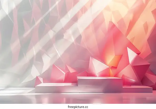 Abstract Pink and White Geometric Shapes Background