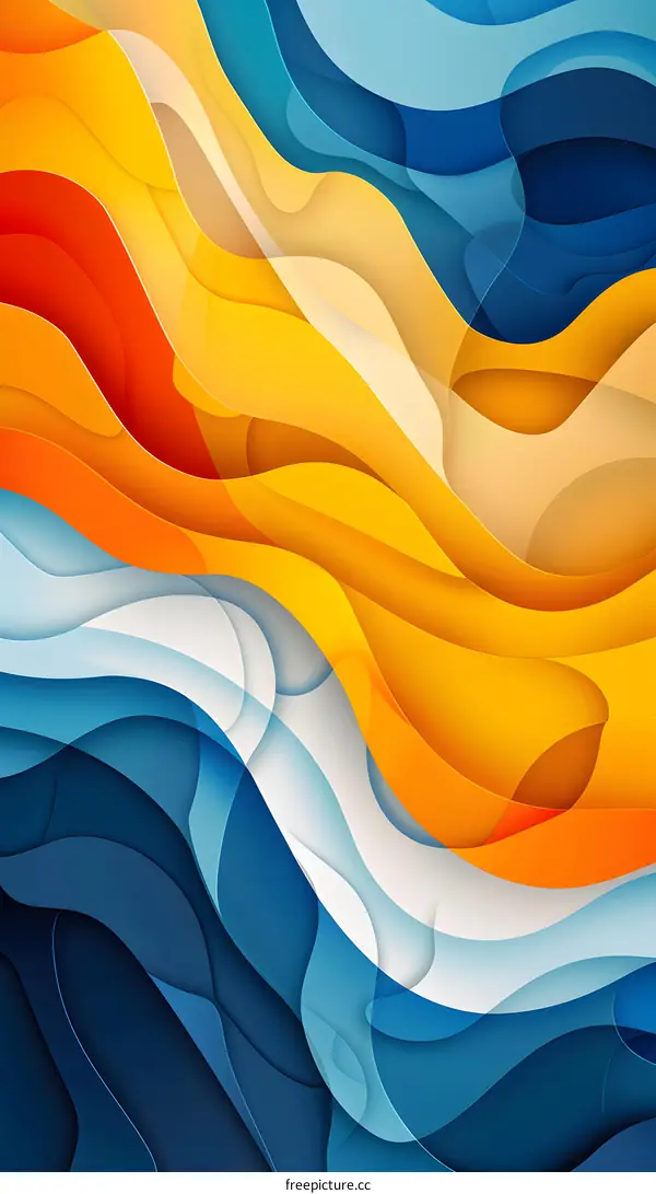 Abstract Wavy Pattern With Blue Yellow and Orange Colors