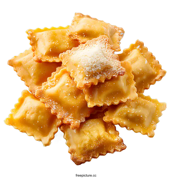 [Transparent Background PNG]Pile of cooked ravioli pasta isolated on white