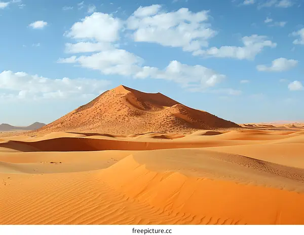 Desert Landscape with Sand Dunes and Blue Sky
