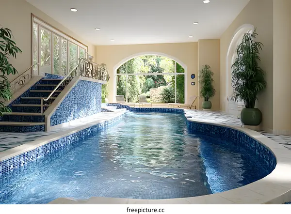 Indoor Swimming Pool With View Of Garden
