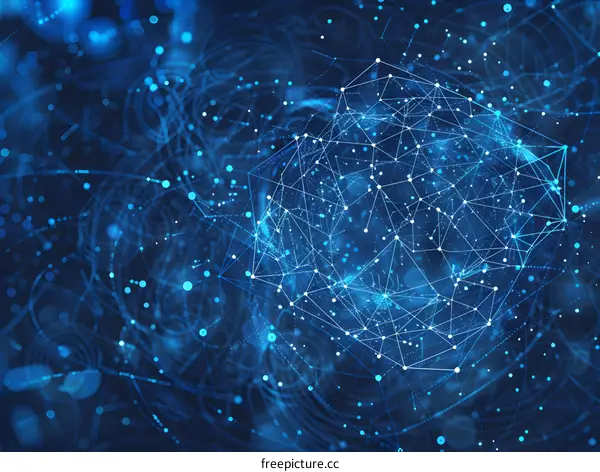 Abstract Blue Network Globe Connection Lines Digital Technology