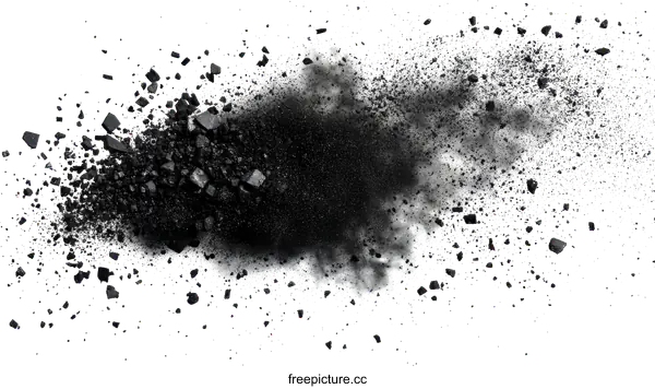 [Transparent Background PNG]Black Powder Explosion Isolated on White Background