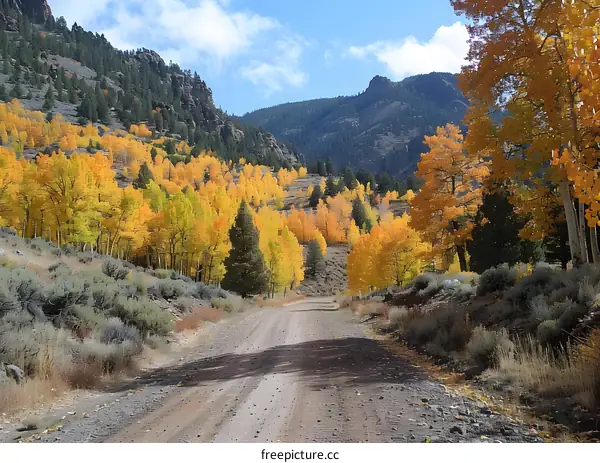 The road through the autumn forest