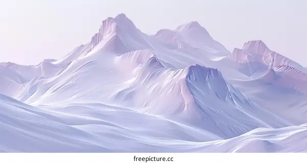 Purple mountain landscape with snow and fog