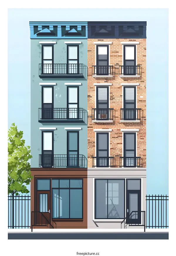 Modern City Building Architecture Design Illustration