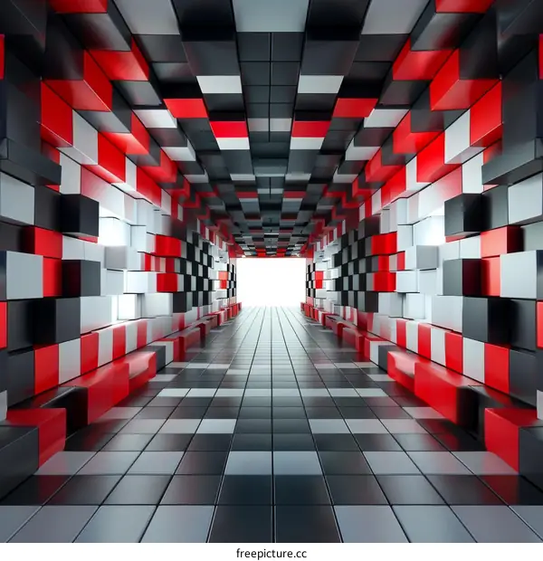 Black and red futuristic tunnel