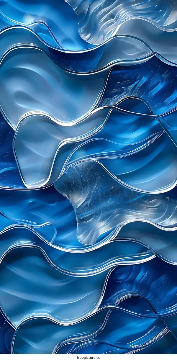 Blue Abstract 3D Rendering of a Liquid Surface