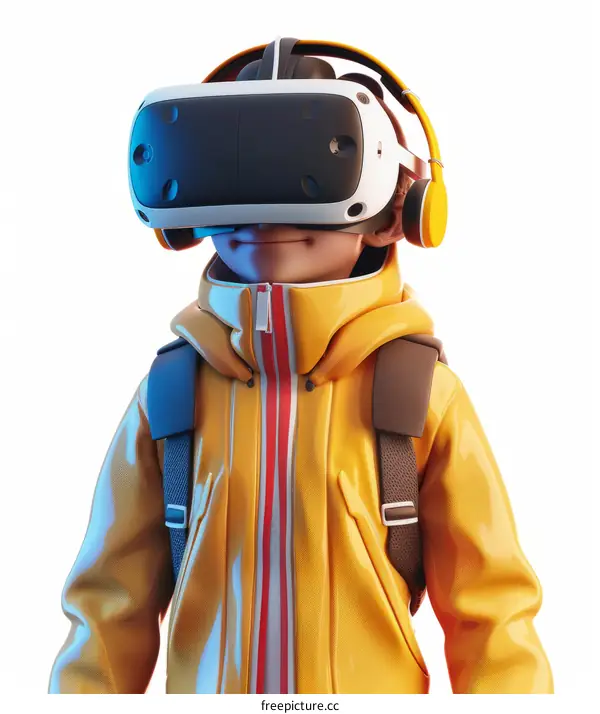 Boy wearing virtual reality headset