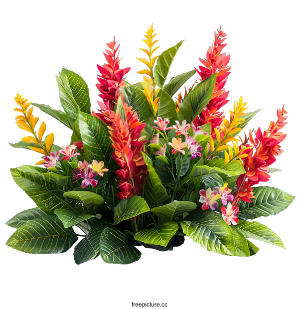 [Transparent Background PNG]Red and yellow ginger flowers bouquet