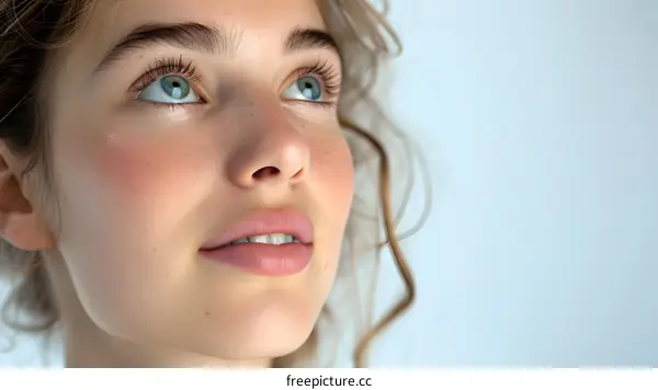 Close-up Portrait of a Young Woman with Freckles