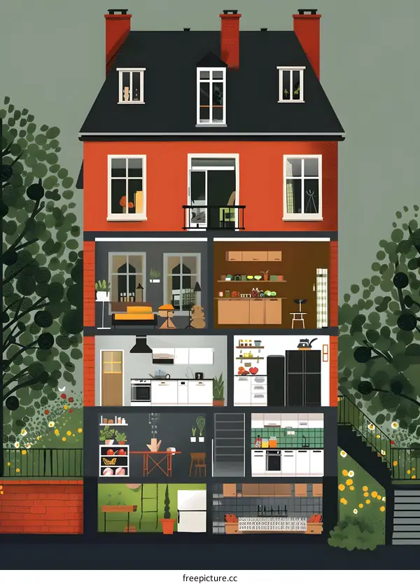The Inside Of A Modern Home Illustration