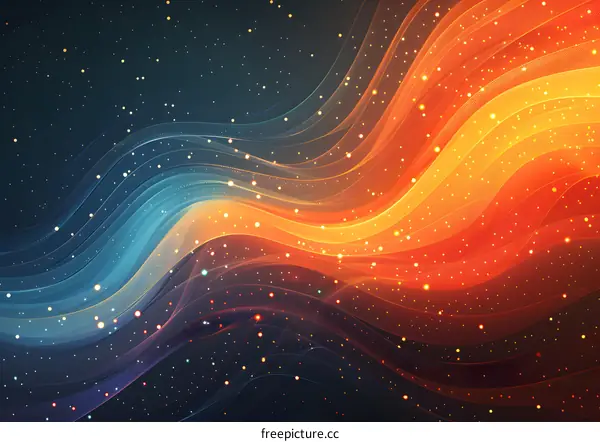 Colorful Wavy Light And Stars