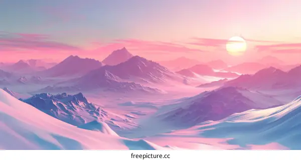 Majestic Snow-Capped Mountains at Sunset