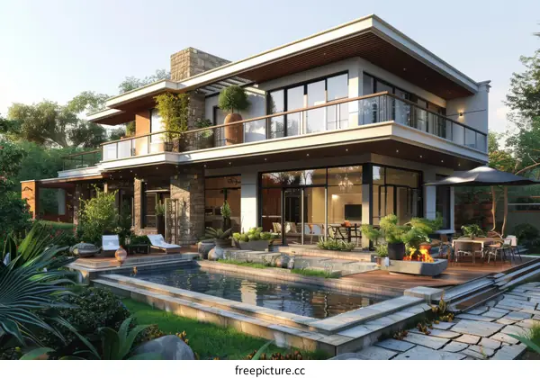 Modern Villa: Luxury Retreat with Lush Garden and Pool