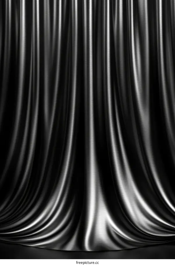 Black Silk Curtain Background with Draped Texture