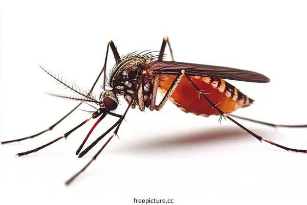 Close-up of a Mosquito on White Background