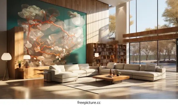 Tranquil Living Room with Natural Elements