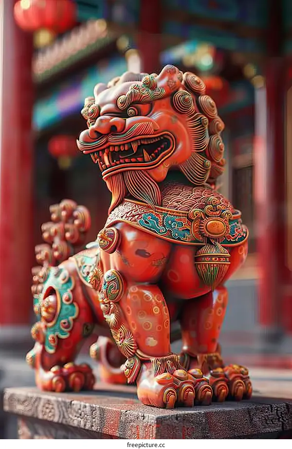 Majestic Temple Guardian Lion Statue: Symbol of Protection and Good Fortune
