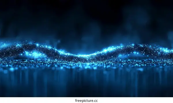 Abstract Blue Particle Wave Design