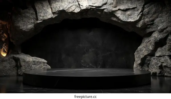 Dark Cave Rock Stage Display