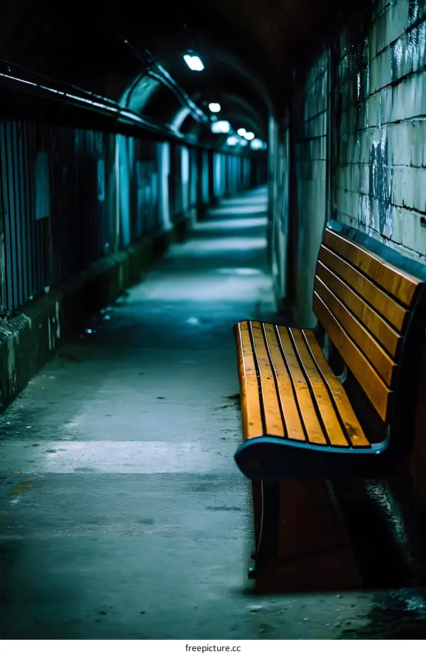 Lonely Bench In A Tunnel