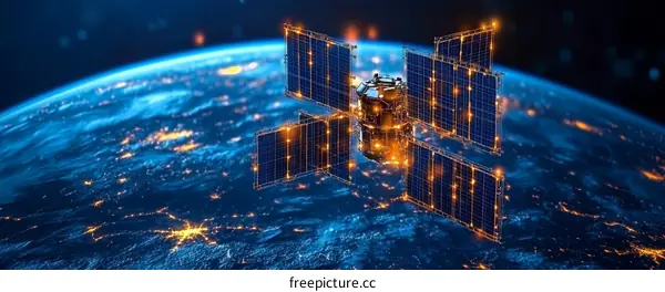 Space Station Orbiting Earth Illustration