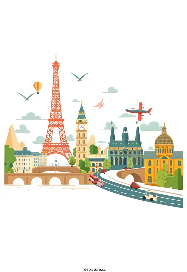 European Landmarks Illustration