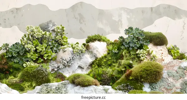 Green Moss and Stone Landscape