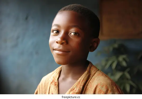 A Smiling African Child in Outdoor Setting