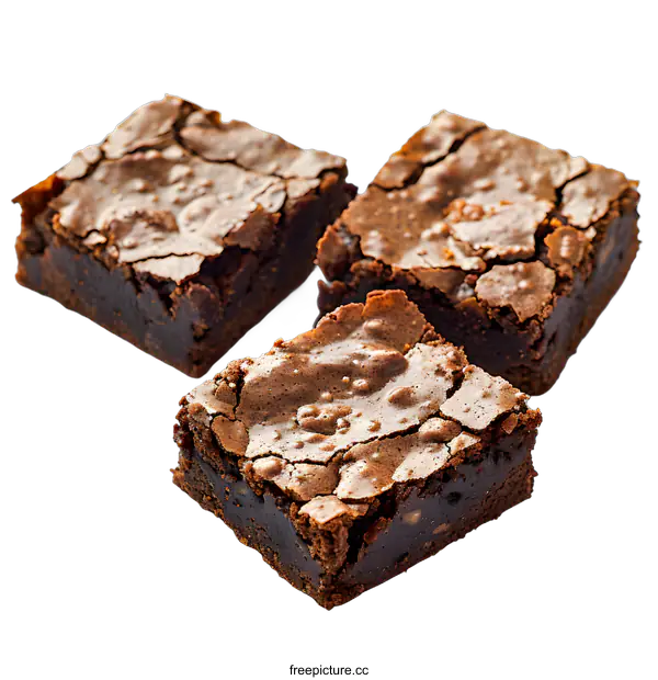 [Transparent Background PNG]Three chocolate brownies on white