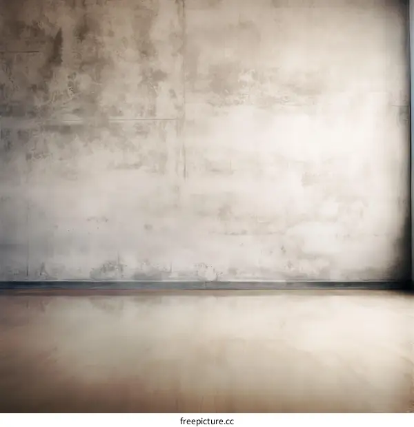 Empty Room with Concrete Wall and Wooden Floor