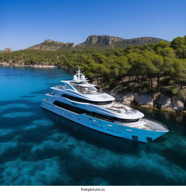 Luxury Superyacht Anchored in a Pristine Bay