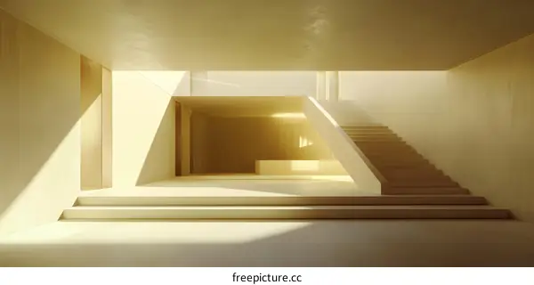 Minimalist Interior Design with a Staircase and Sunlight