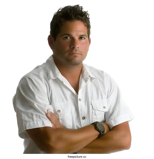 [Transparent Background PNG]Portrait of a serious man with arms crossed