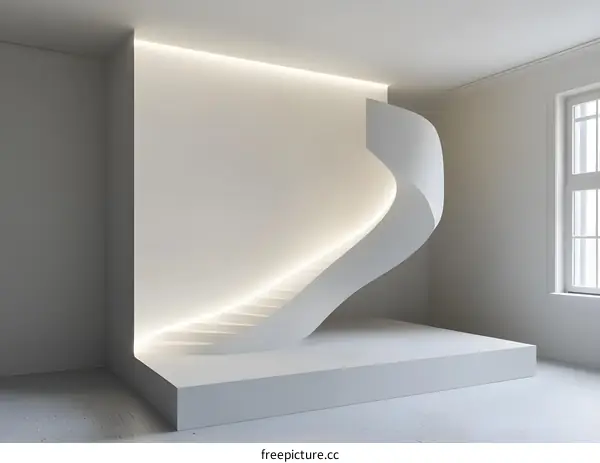 Modern White Spiral Staircase Design In Contemporary Interior