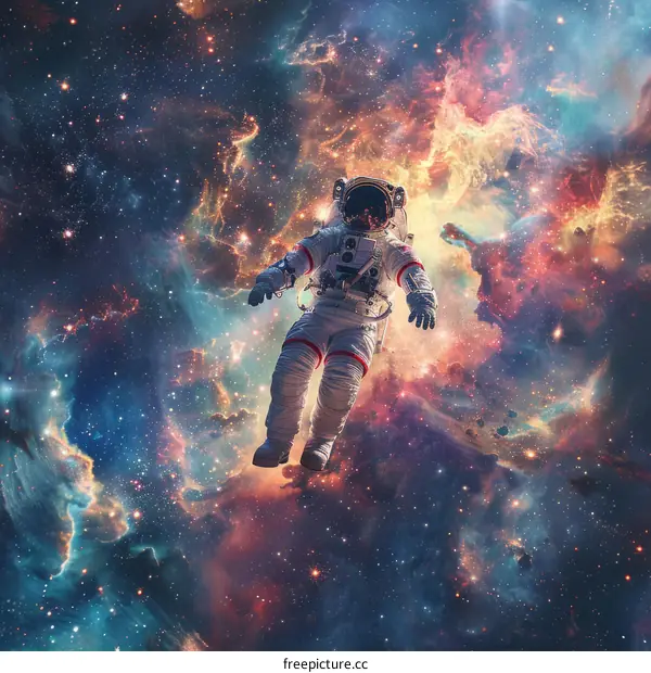 Astronaut in Spacesuit Explores the Vastness of Space