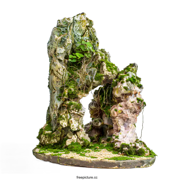 [Transparent Background PNG]Close Up Of A Moss Covered Rock Formation