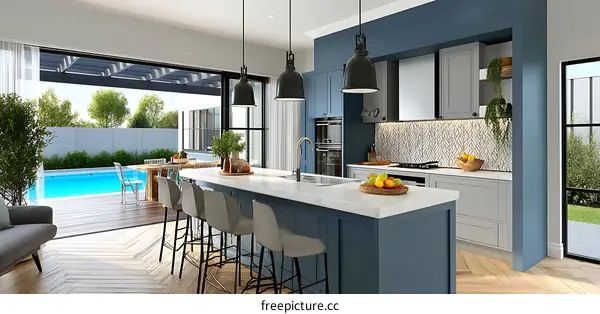 Modern Open-Plan Kitchen with Outdoor Living Area