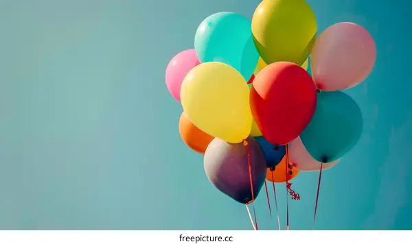 Colorful Balloons Floating In The Sky