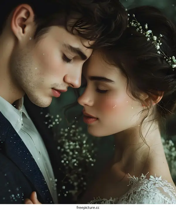 A portrait of a couple in love