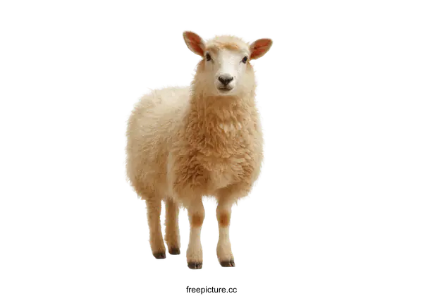 [Transparent Background PNG]Adorable Fluffy Sheep Portrait Against White Background