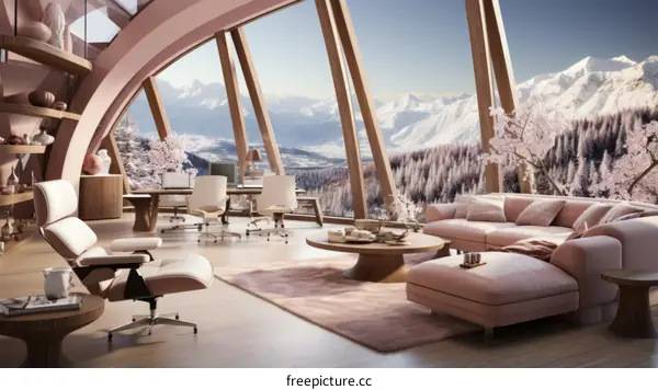 Pink Modern Home Office Interior Design