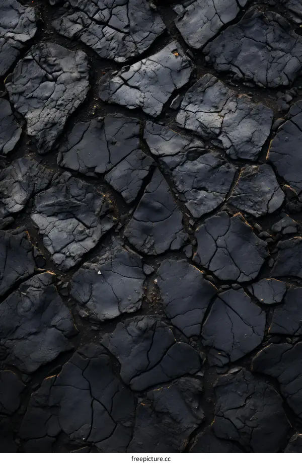 Black cracked ground texture
