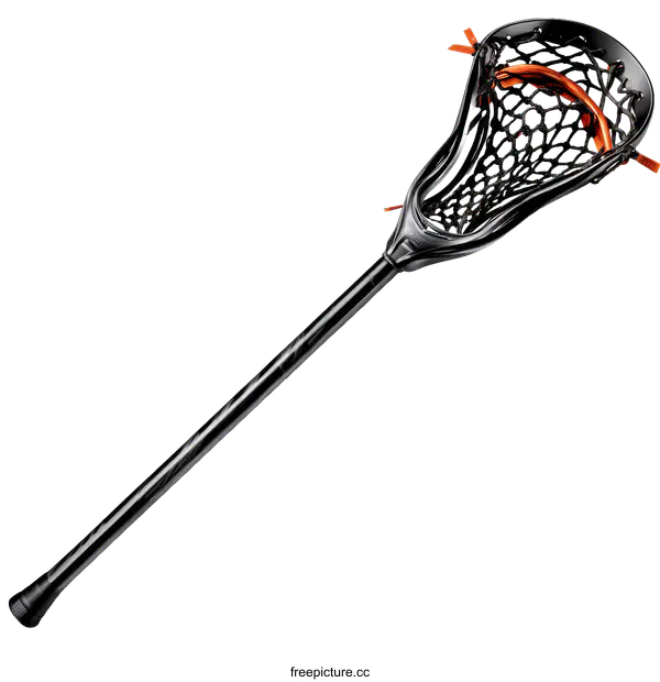 [Transparent Background PNG]Black Lacrosse Stick with Orange Netting